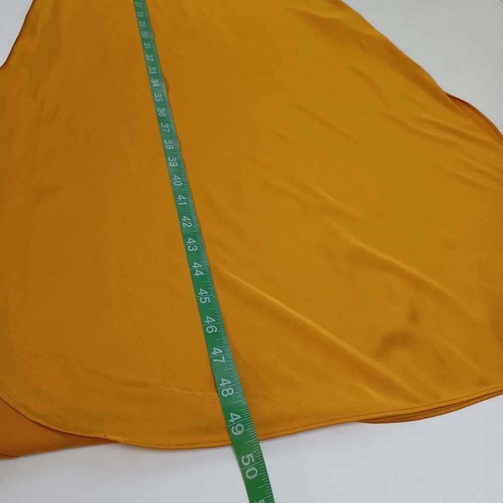 All Saints Hadley Slip Dress 0 Women Cowl Neck Satin Side Slit In Ochre Yellow